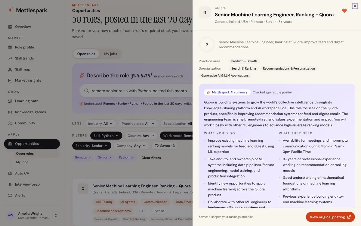 Every posting, read for you: a summary beside the original